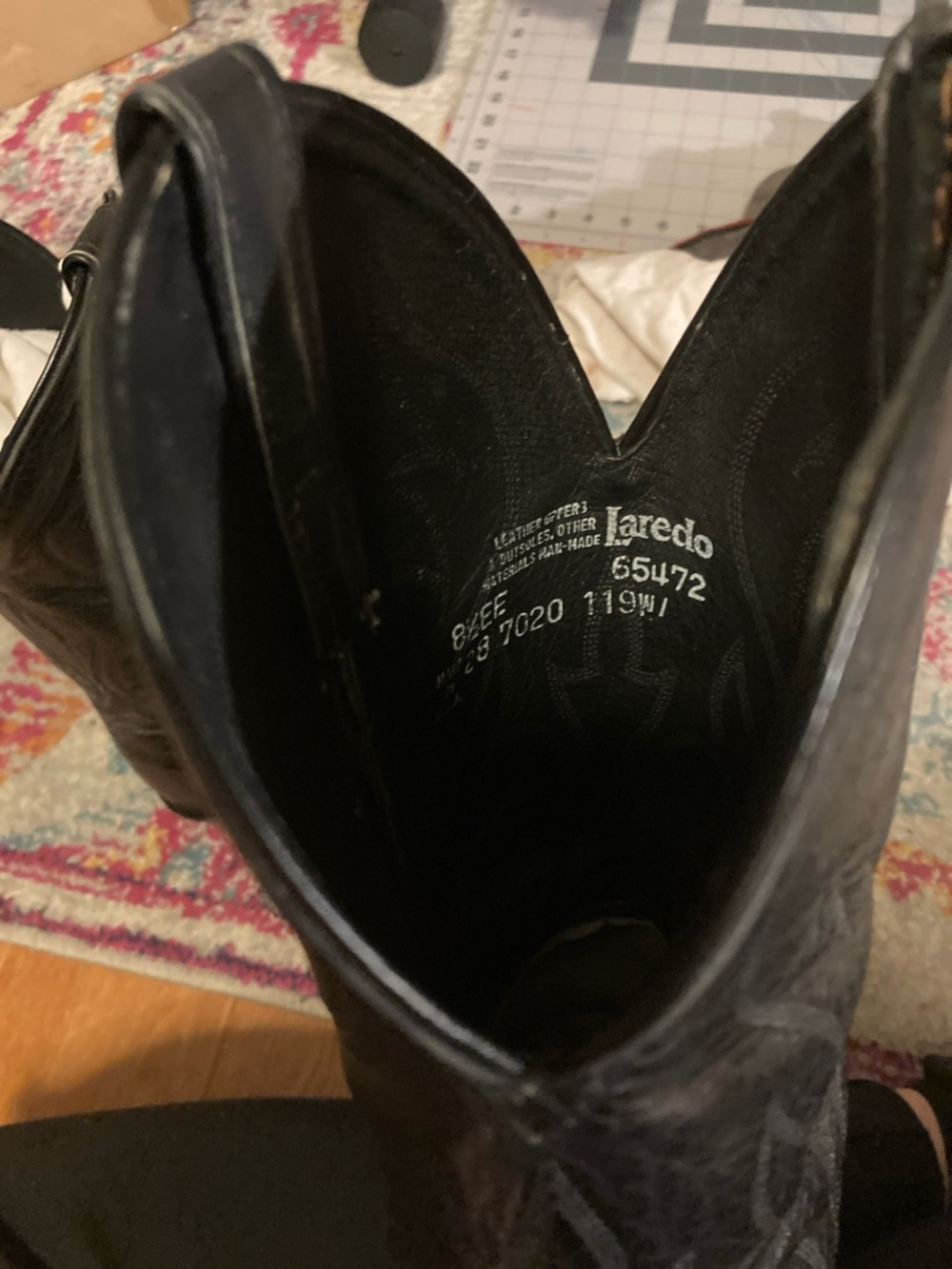 Vintage Laredo Mens Black Leather Western Cowboy Boots Size 8.5 - Picture 7 of 12